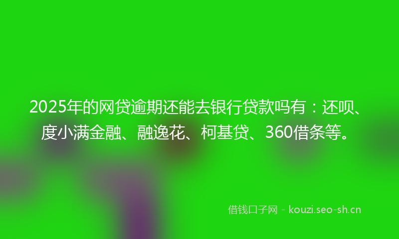 2025年的网贷逾期还能去银行贷款吗有：还呗、度小满金融、融逸花、柯基贷、360借条等。