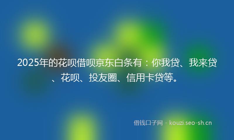 2025年的花呗借呗京东白条有：你我贷、我来贷、花呗、投友圈、信用卡贷等。