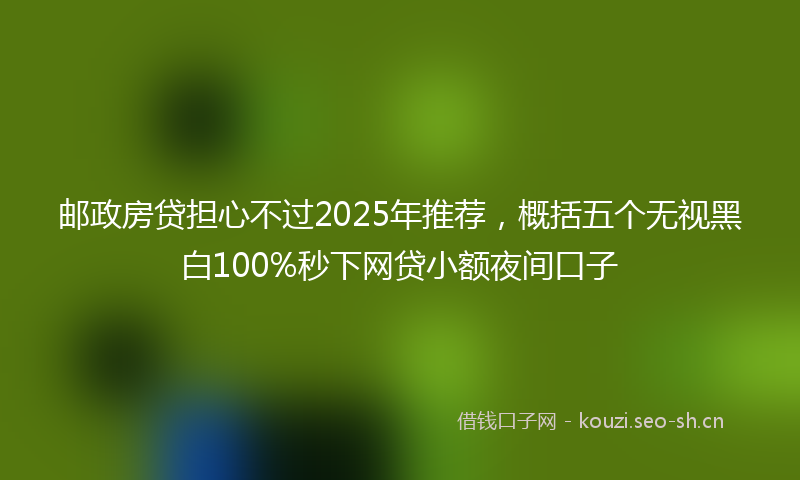 邮政房贷担心不过2025年推荐，概括五个无视黑白100%秒下网贷小额夜间口子