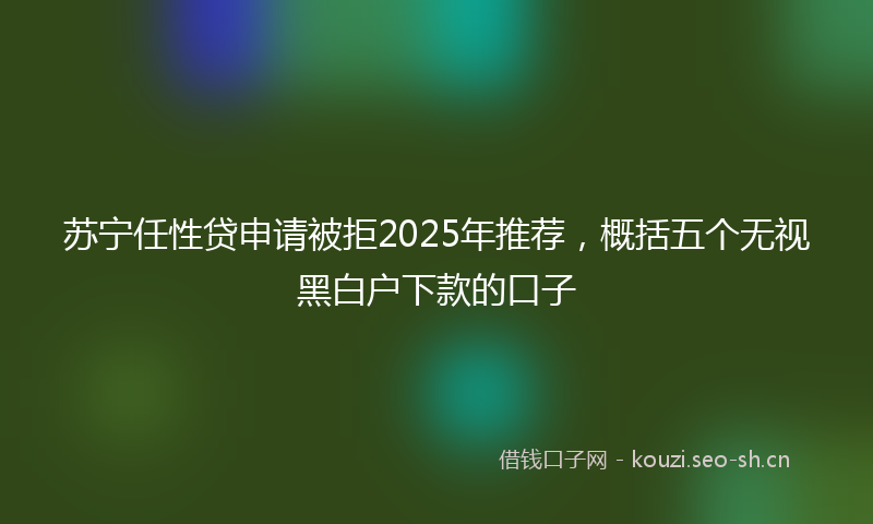 苏宁任性贷申请被拒2025年推荐，概括五个无视黑白户下款的口子