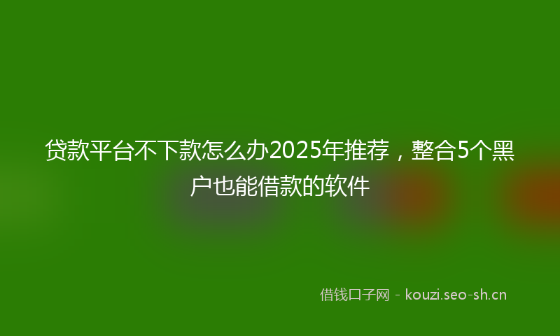贷款平台不下款怎么办2025年推荐，整合5个黑户也能借款的软件