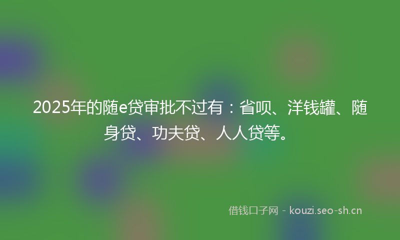 2025年的随e贷审批不过有：省呗、洋钱罐、随身贷、功夫贷、人人贷等。