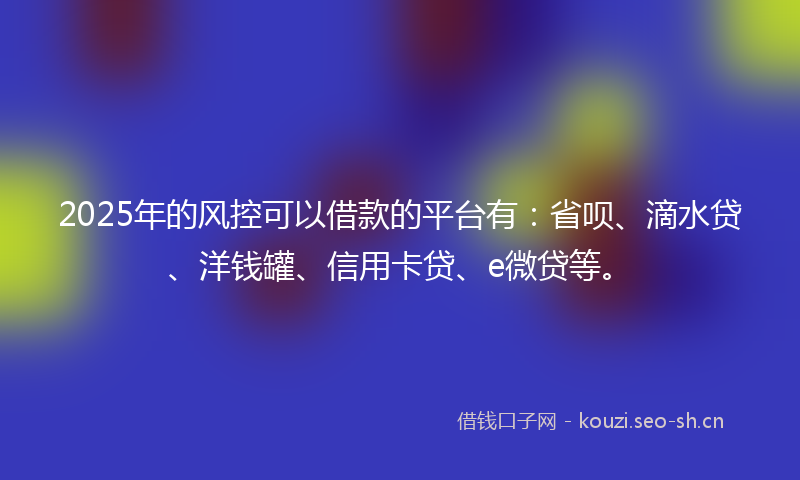 2025年的风控可以借款的平台有：省呗、滴水贷、洋钱罐、信用卡贷、e微贷等。