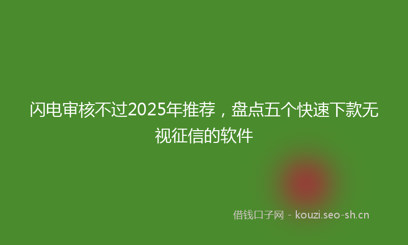 闪电审核不过2025年推荐，盘点五个快速下款无视征信的软件