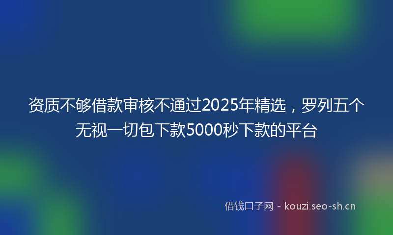 资质不够借款审核不通过2025年精选，罗列五个无视一切包下款5000秒下款的平台