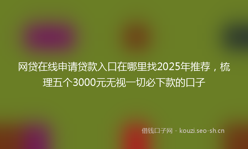 网贷在线申请贷款入口在哪里找2025年推荐，梳理五个3000元无视一切必下款的口子