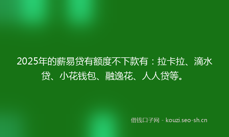 2025年的薪易贷有额度不下款有：拉卡拉、滴水贷、小花钱包、融逸花、人人贷等。