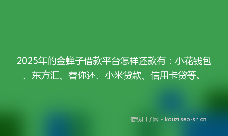 2025年的金蝉子借款平台怎样还款有：小花钱包、东方汇、替你还、小米贷款、信用卡贷等。