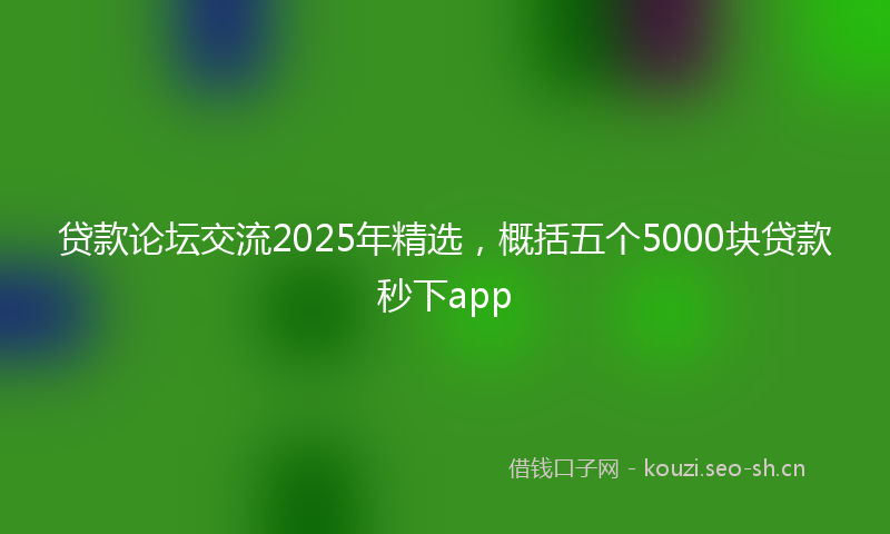 贷款论坛交流2025年精选，概括五个5000块贷款秒下app