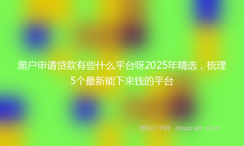 黑户申请贷款有些什么平台呀2025年精选，梳理5个最新能下来钱的平台