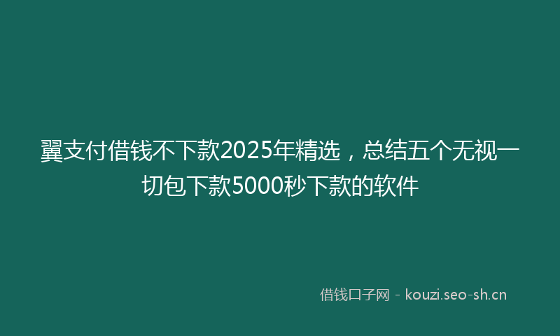 翼支付借钱不下款2025年精选，总结五个无视一切包下款5000秒下款的软件