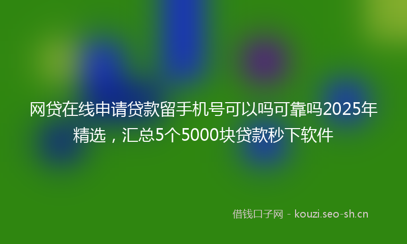 网贷在线申请贷款留手机号可以吗可靠吗2025年精选，汇总5个5000块贷款秒下软件