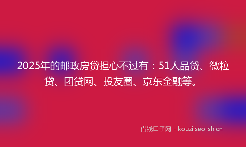 2025年的邮政房贷担心不过有：51人品贷、微粒贷、团贷网、投友圈、京东金融等。