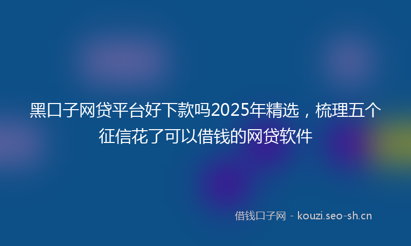黑口子网贷平台好下款吗2025年精选，梳理五个征信花了可以借钱的网贷软件