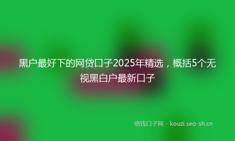 黑户最好下的网贷口子2025年精选，概括5个无视黑白户最新口子