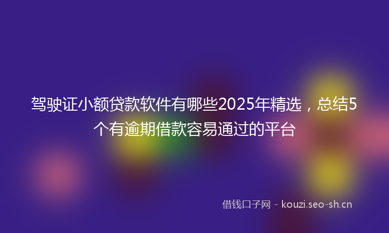 驾驶证小额贷款软件有哪些2025年精选，总结5个有逾期借款容易通过的平台