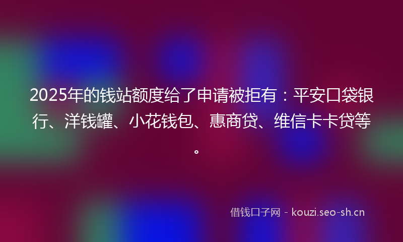 2025年的钱站额度给了申请被拒有：平安口袋银行、洋钱罐、小花钱包、惠商贷、维信卡卡贷等。