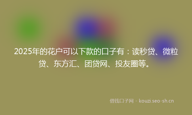 2025年的花户可以下款的口子有：读秒贷、微粒贷、东方汇、团贷网、投友圈等。