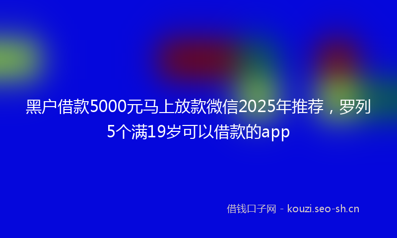 黑户借款5000元马上放款微信2025年推荐，罗列5个满19岁可以借款的app