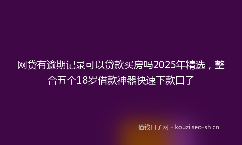 网贷有逾期记录可以贷款买房吗2025年精选，整合五个18岁借款神器快速下款口子