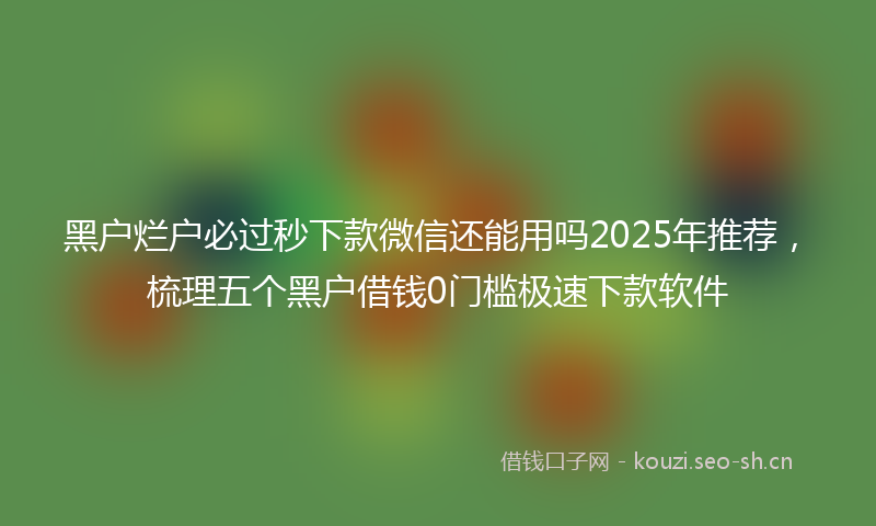 黑户烂户必过秒下款微信还能用吗2025年推荐，梳理五个黑户借钱0门槛极速下款软件