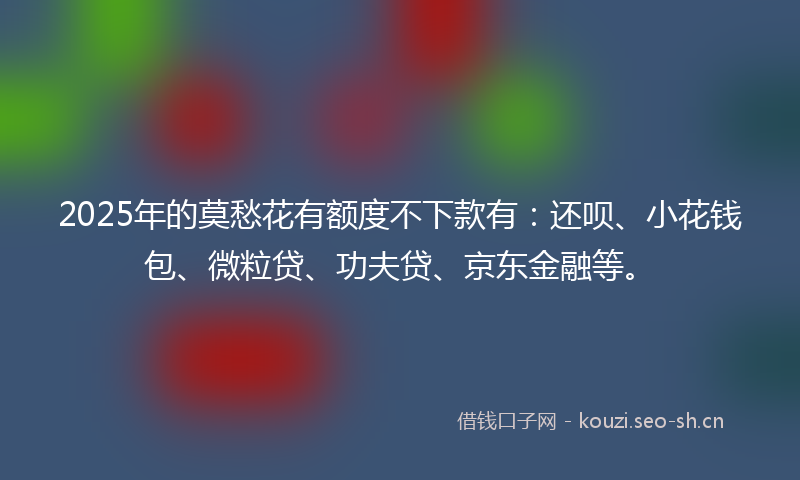 2025年的莫愁花有额度不下款有：还呗、小花钱包、微粒贷、功夫贷、京东金融等。