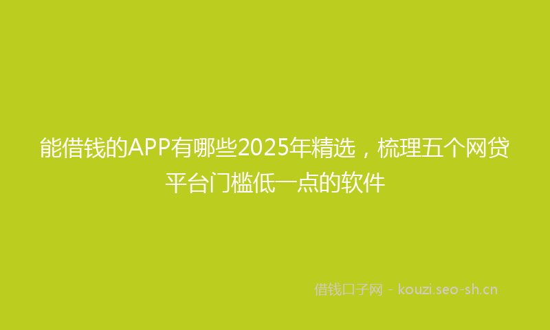 能借钱的APP有哪些2025年精选，梳理五个网贷平台门槛低一点的软件