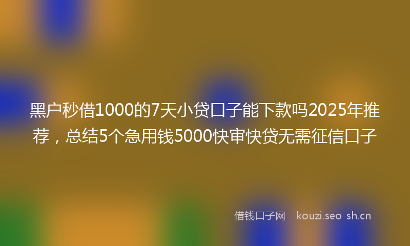 黑户秒借1000的7天小贷口子能下款吗2025年推荐，总结5个急用钱5000快审快贷无需征信口子