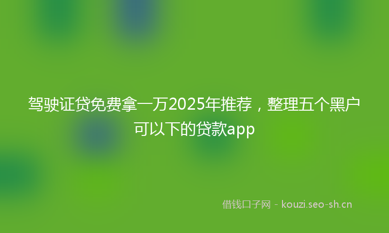驾驶证贷免费拿一万2025年推荐，整理五个黑户可以下的贷款app