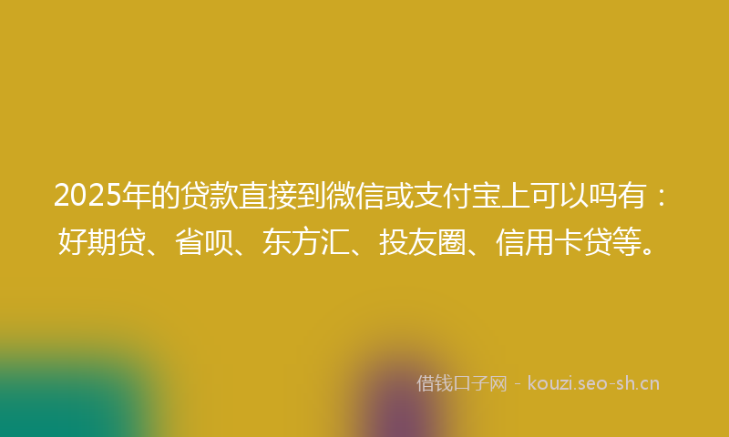 2025年的贷款直接到微信或支付宝上可以吗有：好期贷、省呗、东方汇、投友圈、信用卡贷等。