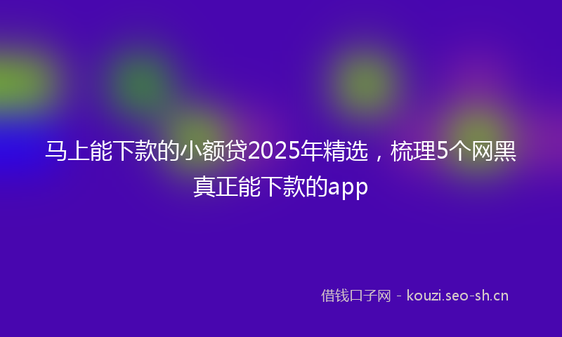 马上能下款的小额贷2025年精选，梳理5个网黑真正能下款的app