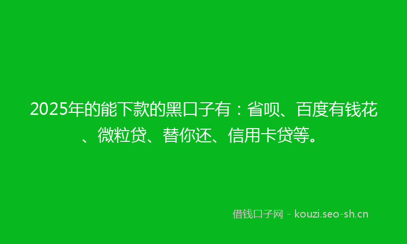 2025年的能下款的黑口子有：省呗、百度有钱花、微粒贷、替你还、信用卡贷等。