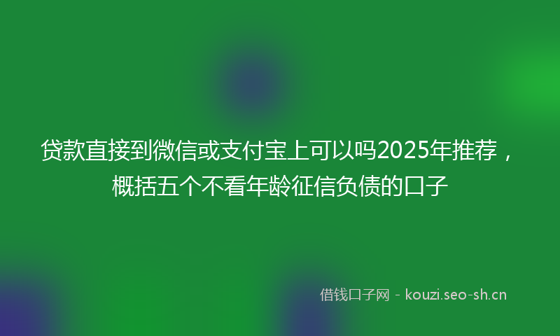 贷款直接到微信或支付宝上可以吗2025年推荐，概括五个不看年龄征信负债的口子