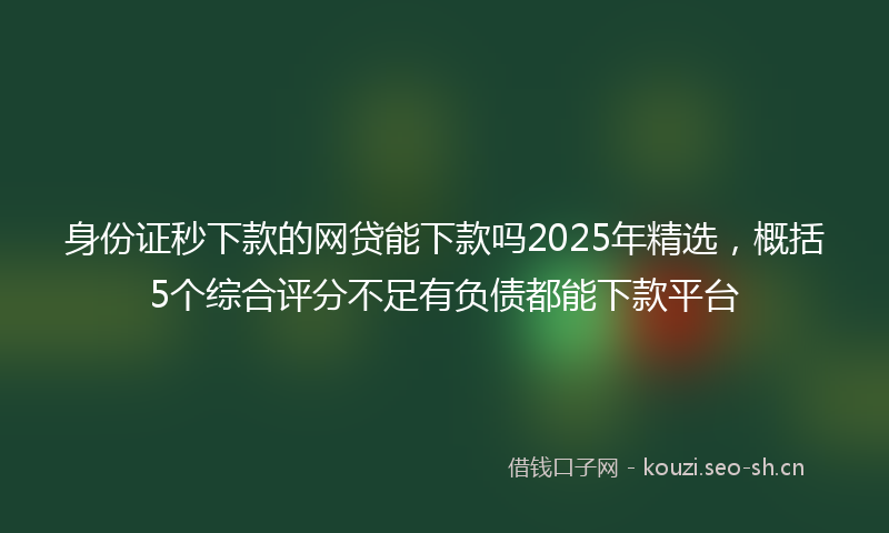 身份证秒下款的网贷能下款吗2025年精选，概括5个综合评分不足有负债都能下款平台