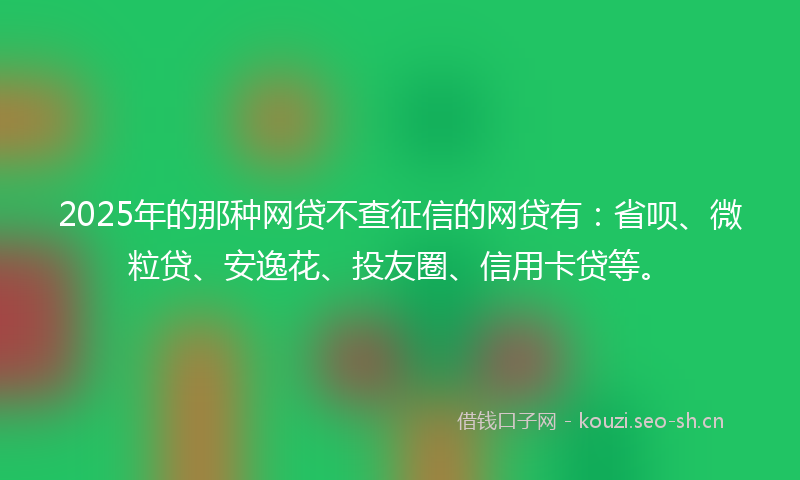 2025年的那种网贷不查征信的网贷有：省呗、微粒贷、安逸花、投友圈、信用卡贷等。