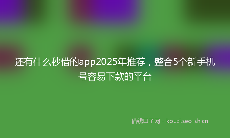 还有什么秒借的app2025年推荐，整合5个新手机号容易下款的平台