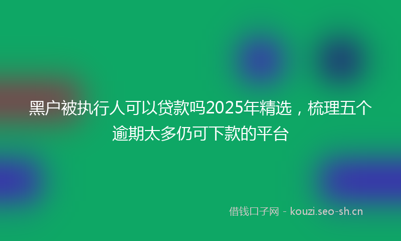 黑户被执行人可以贷款吗2025年精选，梳理五个逾期太多仍可下款的平台