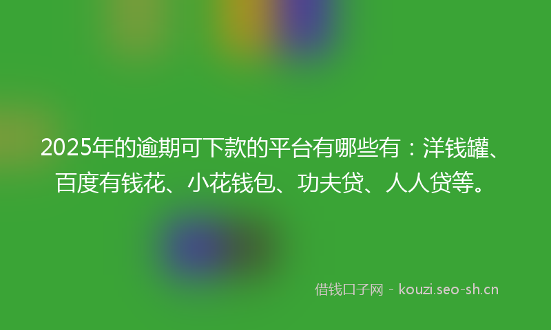 2025年的逾期可下款的平台有哪些有：洋钱罐、百度有钱花、小花钱包、功夫贷、人人贷等。