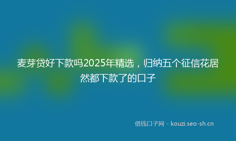 麦芽贷好下款吗2025年精选，归纳五个征信花居然都下款了的口子