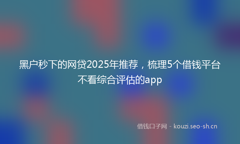 黑户秒下的网贷2025年推荐，梳理5个借钱平台不看综合评估的app