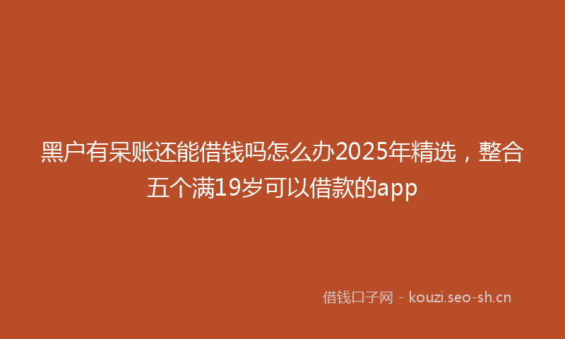 黑户有呆账还能借钱吗怎么办2025年精选，整合五个满19岁可以借款的app