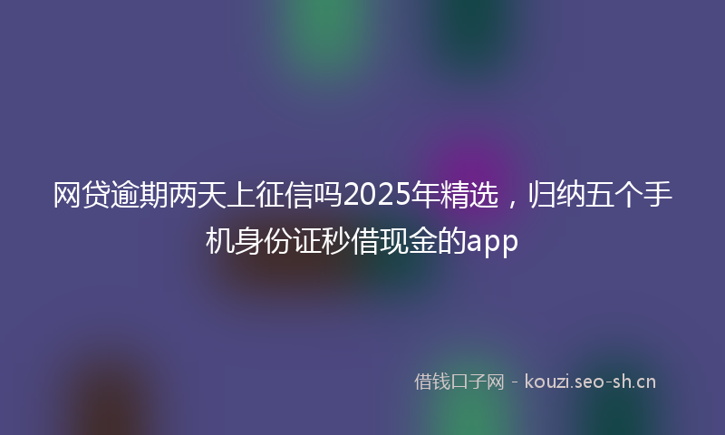 网贷逾期两天上征信吗2025年精选，归纳五个手机身份证秒借现金的app