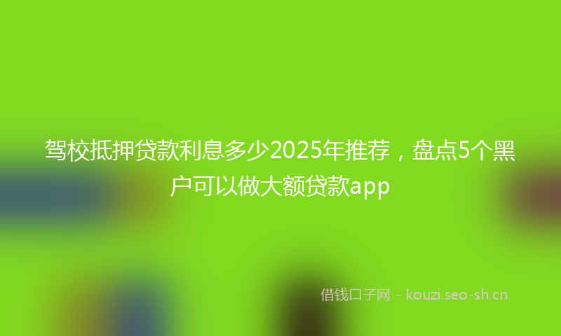 驾校抵押贷款利息多少2025年推荐，盘点5个黑户可以做大额贷款app