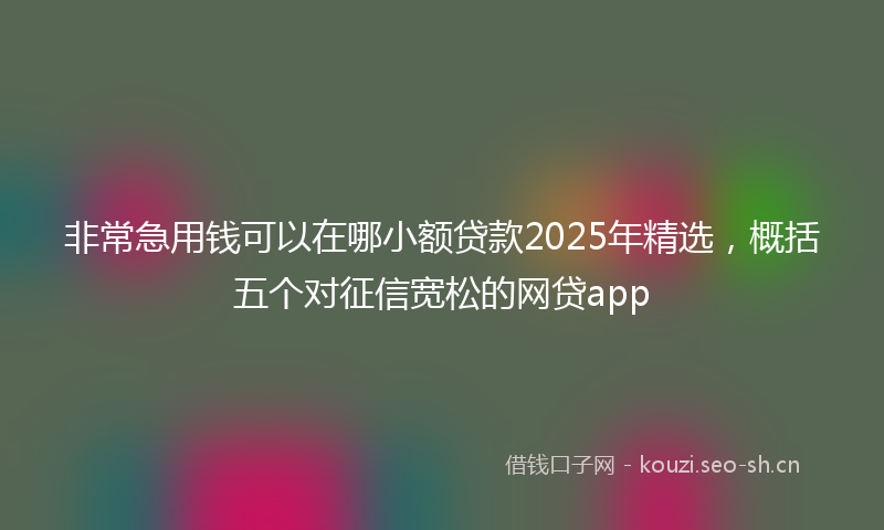 非常急用钱可以在哪小额贷款2025年精选，概括五个对征信宽松的网贷app