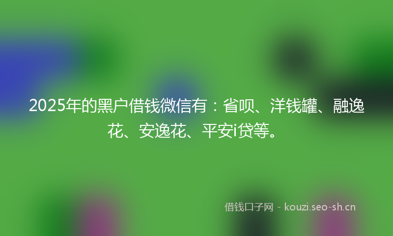 2025年的黑户借钱微信有：省呗、洋钱罐、融逸花、安逸花、平安i贷等。