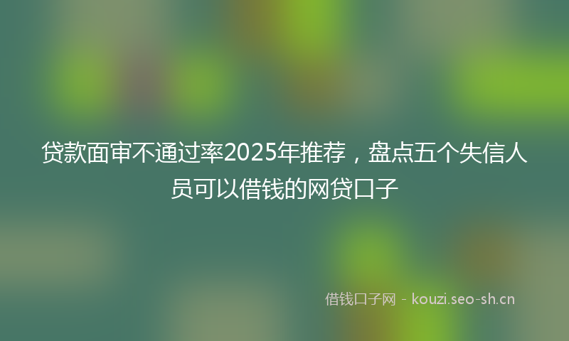 贷款面审不通过率2025年推荐，盘点五个失信人员可以借钱的网贷口子