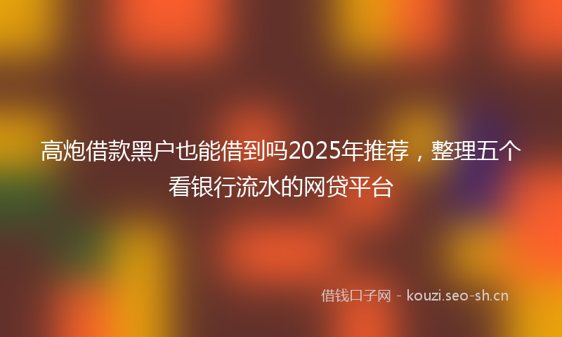 高炮借款黑户也能借到吗2025年推荐，整理五个看银行流水的网贷平台