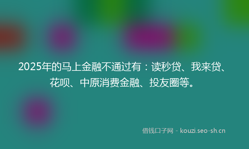 2025年的马上金融不通过有：读秒贷、我来贷、花呗、中原消费金融、投友圈等。