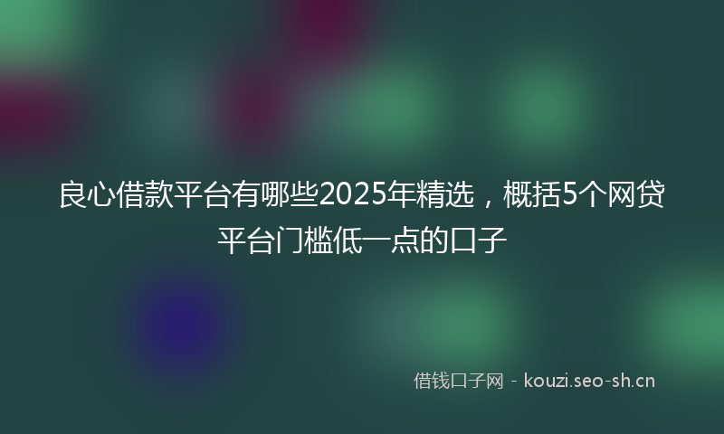 良心借款平台有哪些2025年精选，概括5个网贷平台门槛低一点的口子