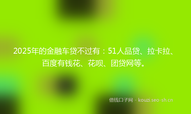 2025年的金融车贷不过有：51人品贷、拉卡拉、百度有钱花、花呗、团贷网等。